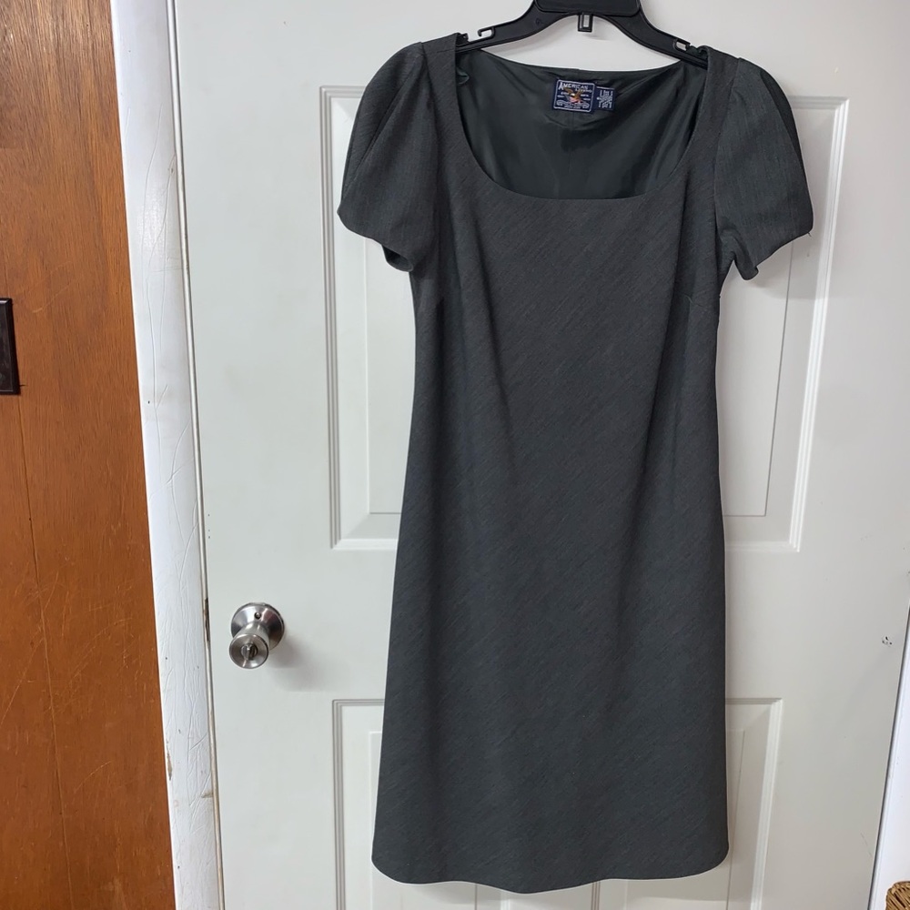 American Living EUC Gray Square Neck Puffed Sleeve Shift Dress size 6 - Picture 1 of 12